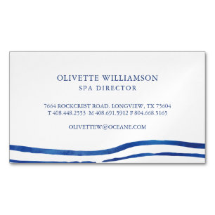Elegante aquarel oceaan golven marine blauw magnetisch visitekaartje