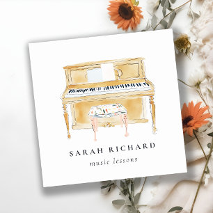 Elegante Aquarel Pianomuzikant Muziekleraar Vierkante Visitekaartje