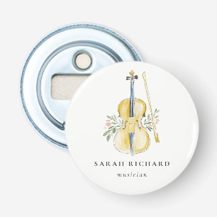 Elegante Aquarel Viool Muziekleraar Button Flesopener