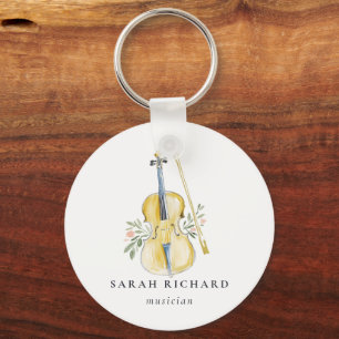 Elegante Aquarel Viool Muziekleraar Sleutelhanger