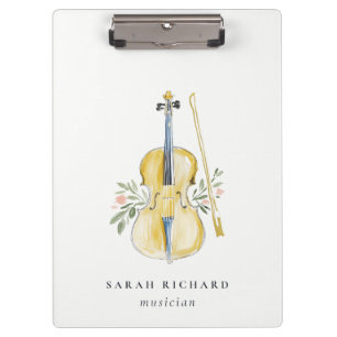 Elegante Aquarel Viool Muzikant Muziekleraar Klembord