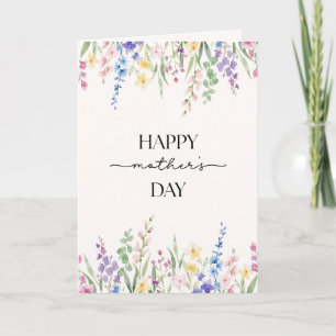 Elegante Aquarel Wilde Bloem Gelukkige Moederdag Kaart