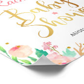 Elégante aquarelle Baby shower Floral Affiche de b (Coin)