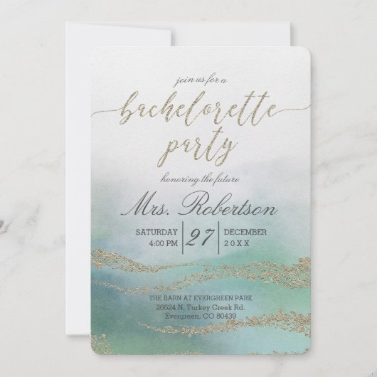 Elégante aquarelle Bachelorette Party Invitation (Devant)