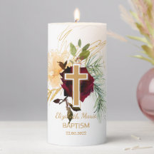 Elégante aquarelle Baptême neutre Bougie Pilier