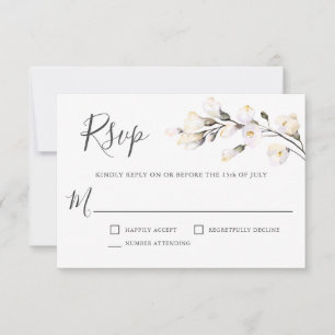 Elégante aquarelle blanche Mariage floral RSVP