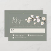 Elégante aquarelle blanche Sage vert Sage RSVP (Devant / Derrière)