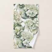 Elégante aquarelle blanche vert hydrangée florale (Serviette à main)