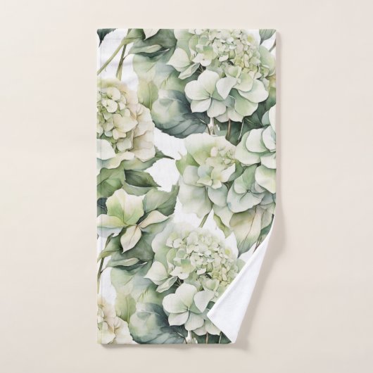 Elégante aquarelle blanche vert hydrangée florale (Serviette à main)