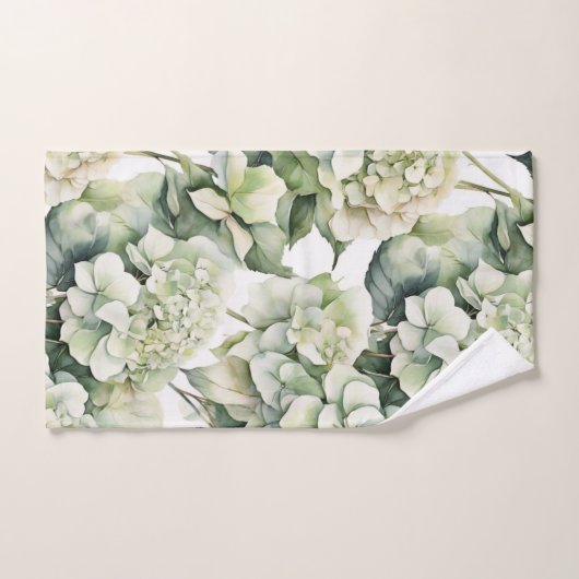 Elégante aquarelle blanche vert hydrangée florale (Serviette à main)