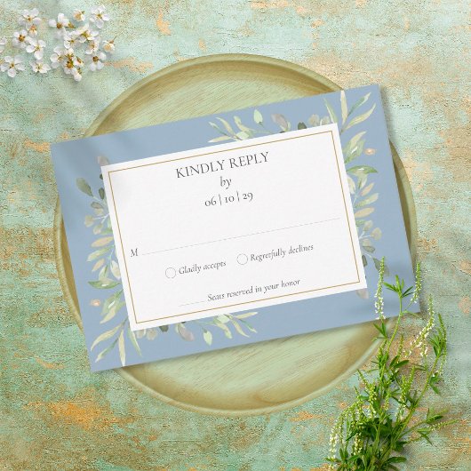 Elégante aquarelle bleu Dusty RSVP