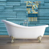 Elégante aquarelle bleu et or Floral strié