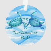 Elégante Aquarelle bleu vert bleu Kissing Sea Turt (dos)