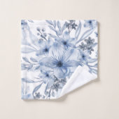 Elégante aquarelle bleue blanche Floral  (Gant de toilette)