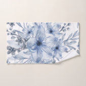 Elégante aquarelle bleue blanche Floral  (Serviette à main)