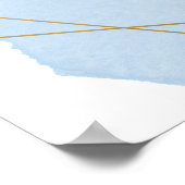 Elégante Aquarelle Bleue, Cadre Or Accueil Poster (Coin)