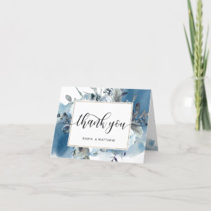 Elégante aquarelle bleue et Merci floral