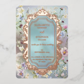 Elégante aquarelle bleue Floral Foil Invitation (Recto)