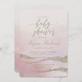 Elégante aquarelle Blush Baby shower Invitation (Devant / Derrière)