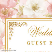 Elégante aquarelle blush or mariage livre d'hôtes