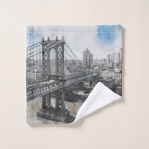 Elégante aquarelle Brooklyn Bridge NYC