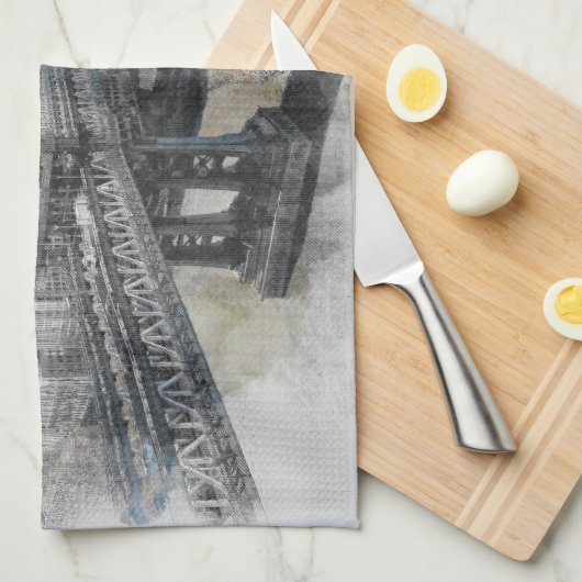 Elégante aquarelle Brooklyn Bridge Serviettes de c (Quart Plié)