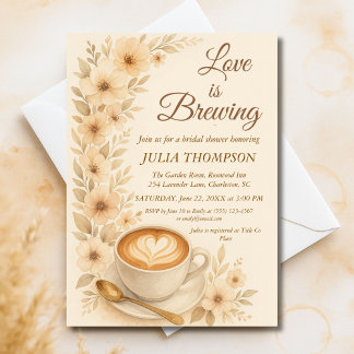 Elégante aquarelle café nuptiale douche Invitation