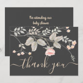 Elégante aquarelle chic carte de remerciements flo (Devant / Derrière)