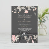 Elégante aquarelle chic Carte Mariage Floral (Debout devant)