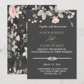 Elégante aquarelle chic Carte Mariage Floral (Devant / Derrière)