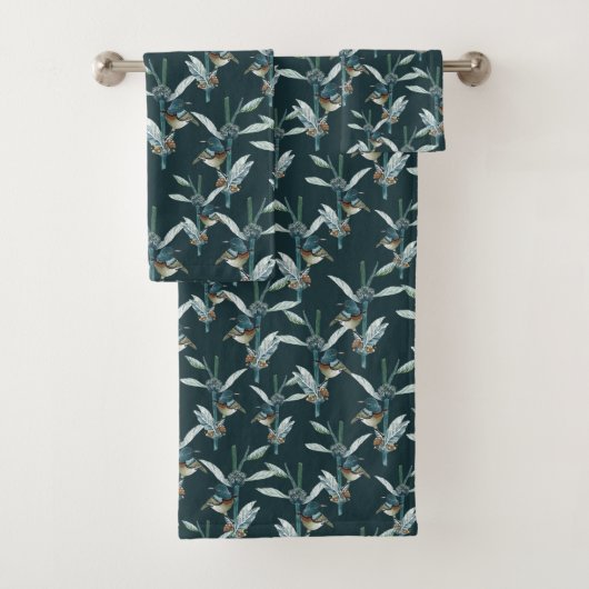 Elégante aquarelle Colibri et motif floral (En situation)