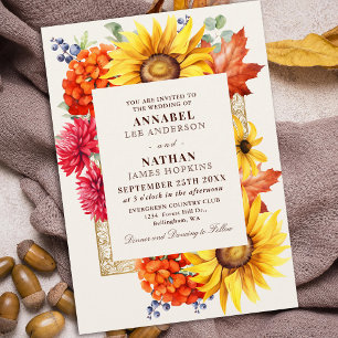 Elégante aquarelle d'automne Invitation florale