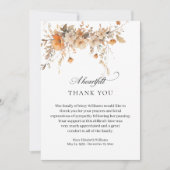 Elégante aquarelle de chute Merci funéraire floral (Devant)