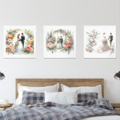 Elégante aquarelle de mariée et de chambre (Chambre à coucher)