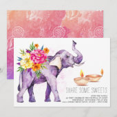 Elégante aquarelle Diwali Festival Invitation (Devant / Derrière)