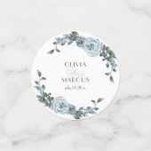 Elégante aquarelle Dusty Blue Rose Confetti (Petit recto)