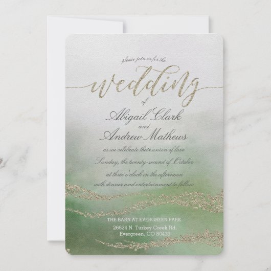 Elégante aquarelle en Faire-part de mariage de feu (Devant)