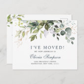 Elégante aquarelle Eucalyptus Moving Faire-part (Devant / Derrière)