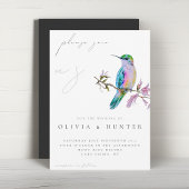 Elégante aquarelle Faire-part de mariage colibri
