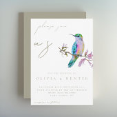 Elégante aquarelle Faire-part de mariage colibri