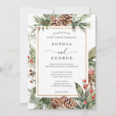 Elégante aquarelle Faire-part de mariage de Noël (Devant)