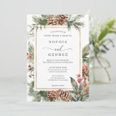 Elégante aquarelle Faire-part de mariage de Noël (Debout devant)