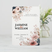 🌸 Elégante aquarelle Faire-part de mariage Floral (Debout devant)