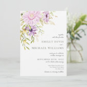 Elégante aquarelle Faire-part de mariage florale (Debout devant)