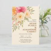 Elégante aquarelle Faire-part de mariage florale (Debout devant)