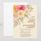 Elégante aquarelle Faire-part de mariage florale (Devant / Derrière)