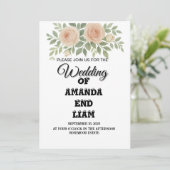 Elégante aquarelle Faire-part de mariage florale - (Debout devant)