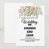 Elégante aquarelle Faire-part de mariage florale - (Devant / Derrière)