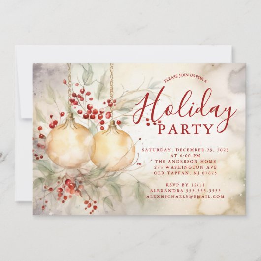 Elégante aquarelle Fête Invitation | (Devant)