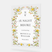 Elégante aquarelle Fleur BIENVENUE Dîner de répéti (Angle)